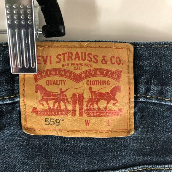 Levis Mens Jeans 559 Relaxed Straight Dark Wash 50x29 Measures 48x27 - Picture 5 of 7